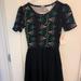 Lularoe Dresses | Lularoe Flare Dress With Print Bodice 1706 Sz Xs | Color: Black/Green | Size: Xs