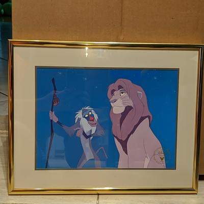 Disney Wall Decor | Framed Lion King Lithograph Art Print | Color: Gold | Size: 11.5" X 14.5"