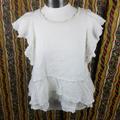 Anthropologie Tops | Anthropologie Maeve Lace Beaded White Ruffle Tank | Color: White | Size: Xs