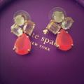 Kate Spade Jewelry | Kate Spade Orange Clear Drop Dangle Gold Earrings | Color: Orange/White | Size: Os