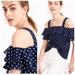 J. Crew Tops | J. Crew Polka Dot Cold Shoulder Top Size 4 Nwt | Color: White | Size: 4