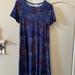 Lularoe Dresses | Deep Purple Blue Floral Carly Dress Euc | Color: Blue/Purple | Size: Xxs