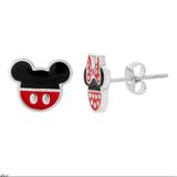 Disney Jewelry | Disney's Mickey Mouse & Minnie Mouse Stud Earrings | Color: Silver | Size: Os