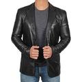 DeColure Men's Urban Coat Black Genuine Lambskin Vintage Leather Jacket Blazer in Premium Quality - XL