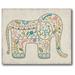 Indigo Safari Folk Art Elephant - Wrapped Canvas Painting Print Metal in Green/White | 30 H x 40 W x 1.5 D in | Wayfair