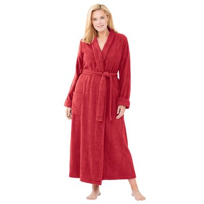 Plus Size Women's Long Terry Robe by Dreams & Co. in Classic Red (Size 3X)