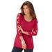 Plus Size Women's Lattice-Sleeve Ultimate Tee by Roaman's in Classic Red (Size 22/24) Shirt