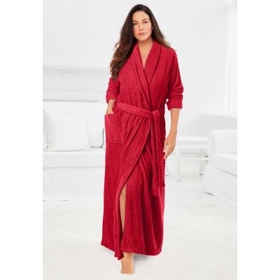 Plus Size Women's Long Terry Robe by Dreams & Co. in Classic Red (Size 6X)