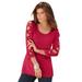 Plus Size Women's Lattice-Sleeve Ultimate Tee by Roaman's in Classic Red (Size 30/32) Shirt
