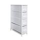 Clarisworld 4 Narrow Chest Drawers Storage Tower Dresser - Wood Top, Sturdy Steel Frame, Organizer Unit for Bedroom, Hallway, Entryway, Closets – Laminated Fabric (4 Drawer Narrow White)