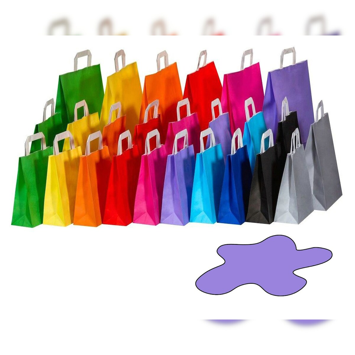 VEPATIM 250x Papiertragetaschen Papiertaschen Flachhenkel 18x8x22cm violett 70gr. Image