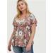 Torrid Tops | Dusty Rose Floral Challis Button Babydoll Top | Color: Cream | Size: Various