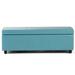 Wade Logan® Raemon 48" Wide Faux Leather Rectangle Storage Ottoman Faux Leather in Blue | 16.1 H x 48.4 W x 18.1 D in | Wayfair