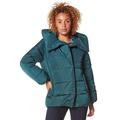 Roman Originals Women Longline Wrap Collar Hooded Padded Duvet Coat - Ladies Autumn Winter Short Textured Bubble Quilted Warm Cosy Day Zip Up Casual Coats Hood and Pockets - Teal - Size 14