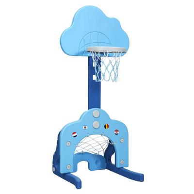 Costway 3-in-1 Kids Basketball Hoop Set with Balls-Blue