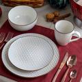 Elama Honey 16 Piece Dinnerware Set, Service for 4 Ceramic/Earthenware/Stoneware in White | Wayfair 950114758M