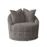 Barrel Chair - Three Posts™ Hosking 36.5 W Swivel Barrel Chair Fabric in Black/Brown/Red | 31 H x 37 W x 37 D in | Wayfair 2928-30027