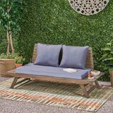 AllModern Lavinia 65" Outdoor Wooden Loveseat w/ Cushions Wood/Natural Hardwoods in Gray | 29.5 H x 65 W x 28.25 D in | Wayfair