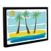 Highland Dunes Day Palms I by Jan Weiss - Floater Frame Painting Print on Canvas in Blue/White/Yellow | 8 H x 12 W x 2 D in | Wayfair