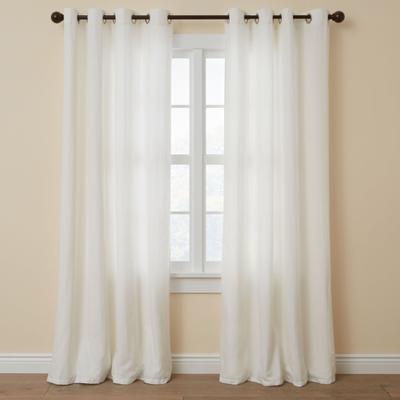 Wide Width Poly Cotton Canvas Grommet Panel by BrylaneHome in Eggshell (Size 48" W 96" L) Window Curtain Drape