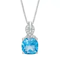 "Gemminded Sterling Silver Blue Topaz & Diamond Accent Pendant Necklace, Women's, Size: 18"""