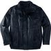 Men's Big & Tall Leather Bomber Jacket by KingSize in Black (Size L)