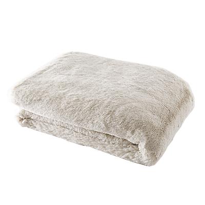 Lapin Fine Faux Fur Throw - Dune - Ballard Designs