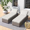 Joss & Main Olesya 77" Long Reclining Chaise Lounge Set w/ Cushions Wicker/Rattan | 16 H x 31 W x 77 D in | Outdoor Furniture | Wayfair