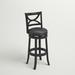 Three Posts™ Adelaida Swivel Bar & Counter Stool Wood/Upholstered/Leather in Black | 43.5 H x 18 W x 19.5 D in | Wayfair