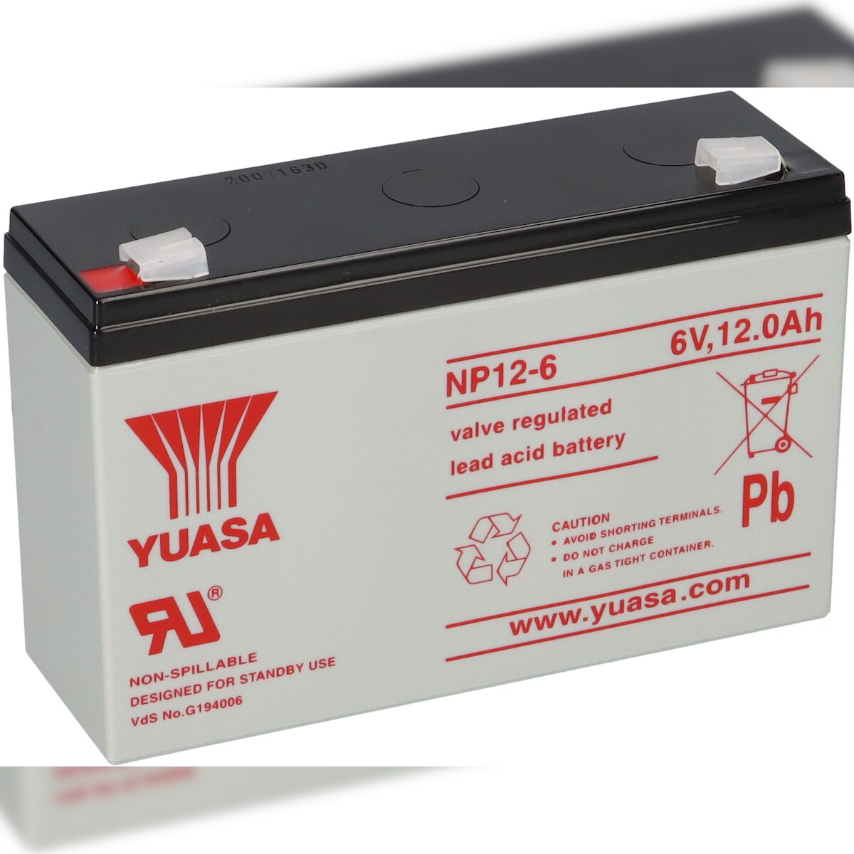 Yuasa Blei-Akku NP12-6 Pb 6V / 12Ah VdS, Faston 6,3 Image