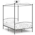 vidaXL Canopy Bed Frame Grey Metal 140x200 cm