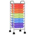 vidaXL 10-Drawer Mobile Storage Trolley Multicolour Plastic