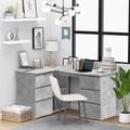 vidaXL Corner Desk Concrete Grey 145x100x76 cm Engineered Wood