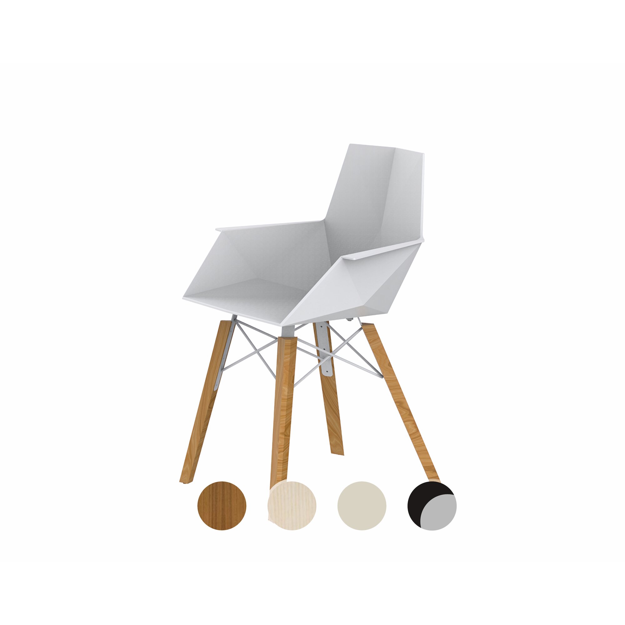 Vondom »FAZ Wood« Armlehnstuhl Lackiert Hochglanz / Anthracite / Eschenholz dunkel