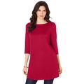 Plus Size Women's Boatneck Ultimate Tunic with Side Slits by Roaman's in Classic Red (Size 34/36) Long Shirt