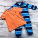 Polo By Ralph Lauren Matching Sets | 9-12m Boys Polo Rl Tee & Ls Romper | Color: Blue/Orange | Size: 9-12mb