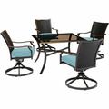 Wildon Home® Lisle 5 Piece Outdoor Dining Set w/ Cushions Glass/Metal in Brown | 42 W x 42 D in | Wayfair 199E3D1A5C0E42788C3F8AC365D32174