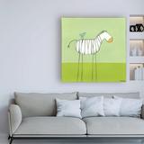 Harriet Bee Stick leg Zebra I by June Erica Vess - Wrapped Canvas Painting Print Canvas in Black | 35 H x 35 W x 2 D in | Wayfair