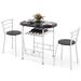 Costway 3 pcs Home Kitchen Bistro Pub Dining Table 2 Chairs Set- Silver