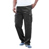 Men's Big & Tall Fleece Cargo Sweatpants by KingSize in Black White Marl (Size 6XL)