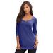 Plus Size Women's Sweetheart Ultimate Tee by Roaman's in Midnight Violet (Size 30/32) Long Sleeve Shirt