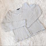 American Eagle Outfitters Tops | American Eagle Ruched Striped Long Sleeve Top | Color: Blue/Cream | Size: L