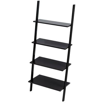 Costway 4-Tier Industrial Leaning Wall Bookcase-Bl...