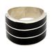 Band of Three - Black,'Triple Band Ring Black Resin Sterling Silver'
