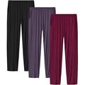 MoFiz Women's Pyjamas Trousers Bottoms Ladies Soft Comfy Casual Yoga Pajama Lounge Pants (Black,Reddish Grey,Red) Size XS