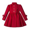 Ju petitpop Girls Kid Vintage Winter Christmas Party Coat Toddler Fashion Trench Overcoat Red Fall Clothing Warm Outfit
