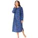 Plus Size Women's Long-Sleeve Henley Print Sleepshirt by Dreams & Co. in Evening Blue Flowers (Size S) Nightgown