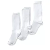 Kids Lands' End 3 Pack Basic Cotton Crew Socks, Boy's, Size: XL, White