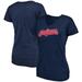 Women's Fanatics Branded Heathered Navy Cleveland Indians Wordmark Tri-Blend V-Neck T-Shirt