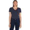 Tommy Jeans Damen T-Shirt Kurzarm TJW Skinny V-Ausschnitt, Blau (Twilight Navy), XXS